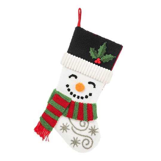 Glitzhome® 20.5" Snowman Hooked Stocking | 20.5" x 10.25" x 0.6" | Michaels®